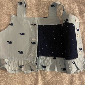 Whale Print Ruffle Tank Top Blue Sleeveless Girls Size Unknown